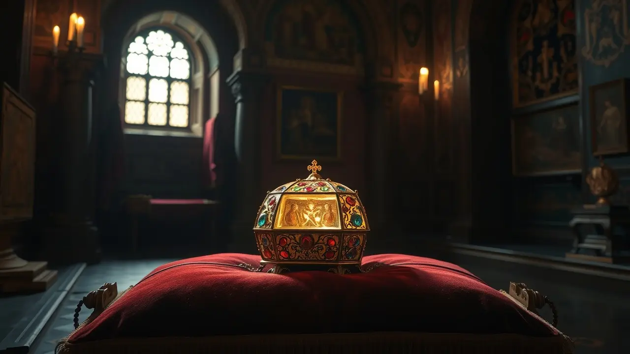 Relicário dourado com pedras preciosas em um sonho.