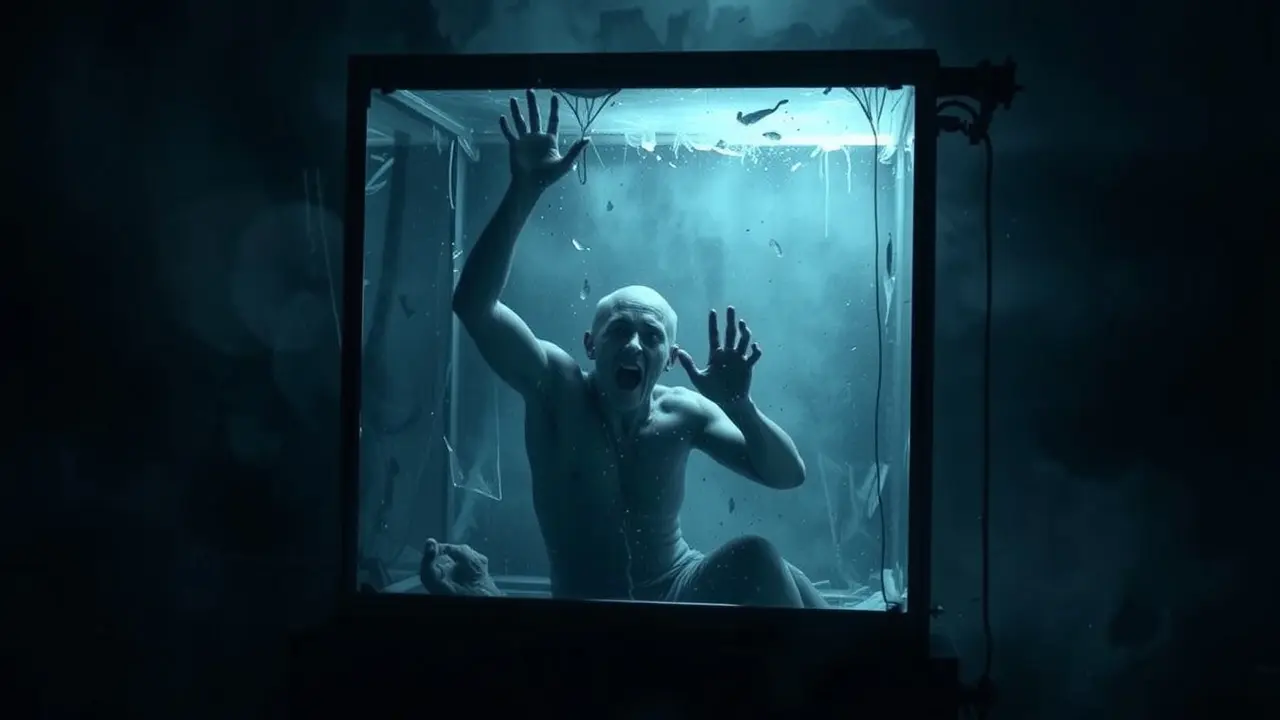 Sonhar com Repressão: Desvendando Significados e Emoções Ocultas Pessoa presa em caixa de vidro, simbolizando repressão.
