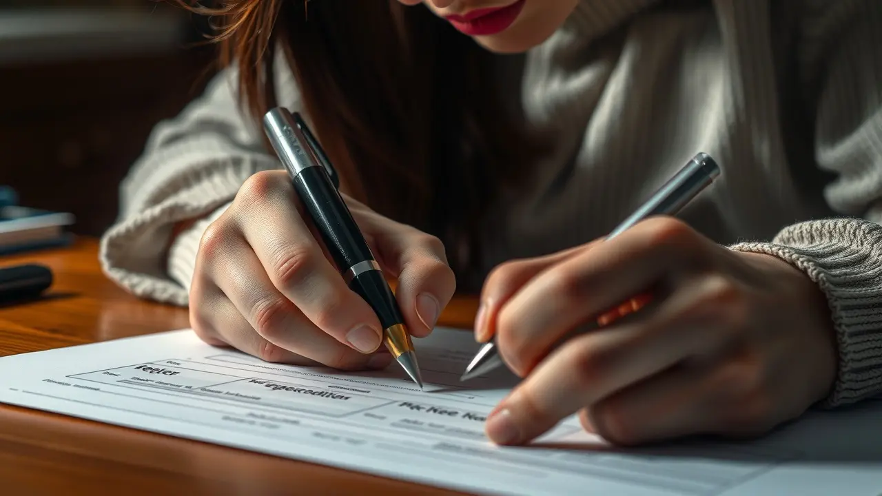 Sonhar com Requisição: Descubra o Significado Oculto! Mão segurando formulário de requisição e caneta.