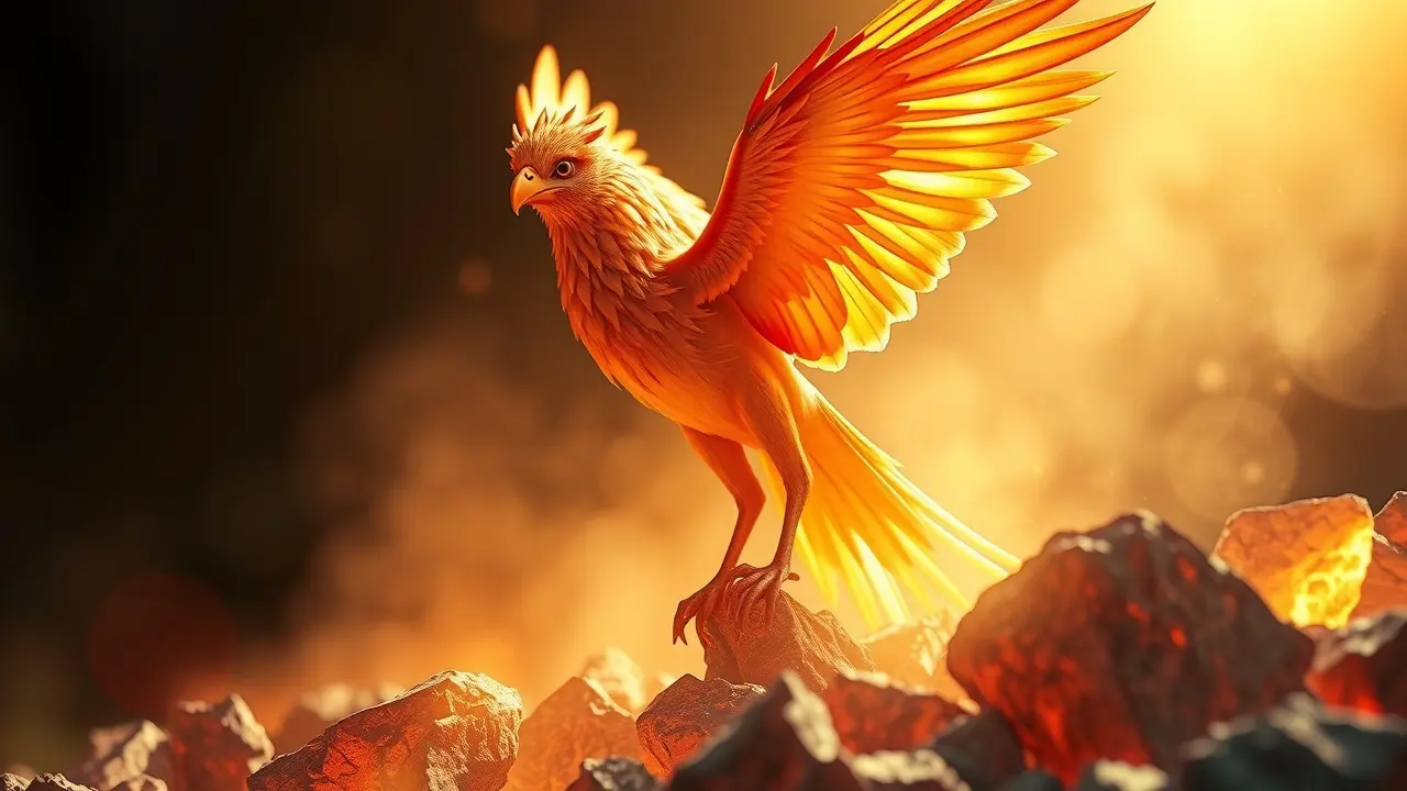 Fênix renascendo das cinzas, simbolizando ressurreição