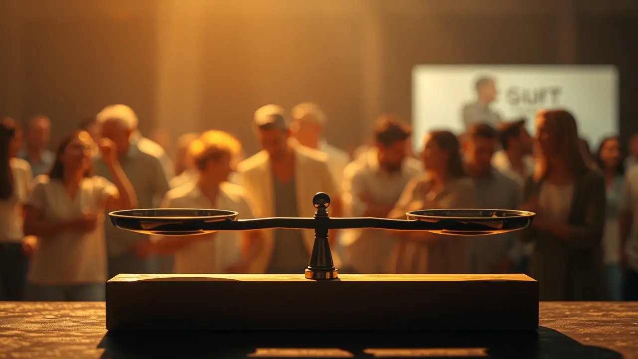 Sonhar com Retribuição: Descubra o Significado Profundo Balança da justiça em equilíbrio, simbolizando retribuição