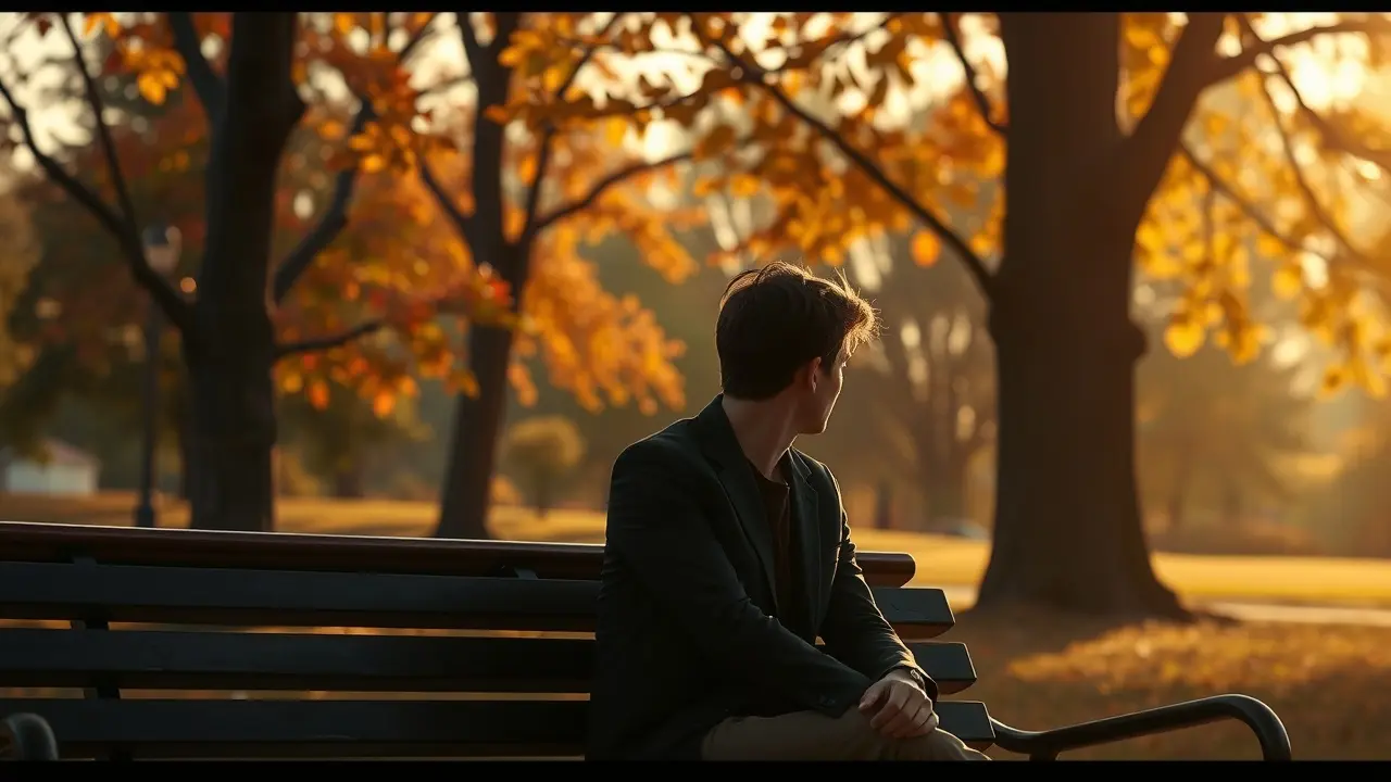 Sonhar com Retrospecção: Desvende os Significados Ocultos Pessoa refletindo sobre o passado em um parque.