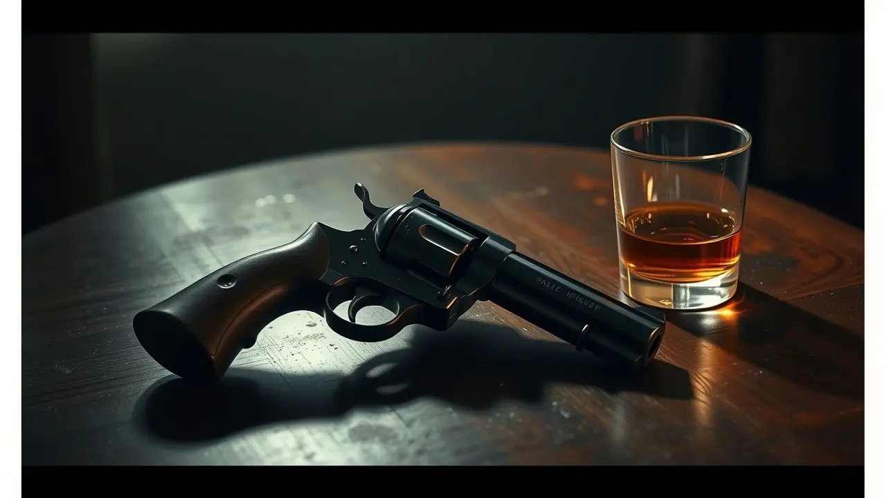 Sonhar com Revólver: Descubra o Significado e as Interpretações! Revólver antigo sobre mesa de madeira