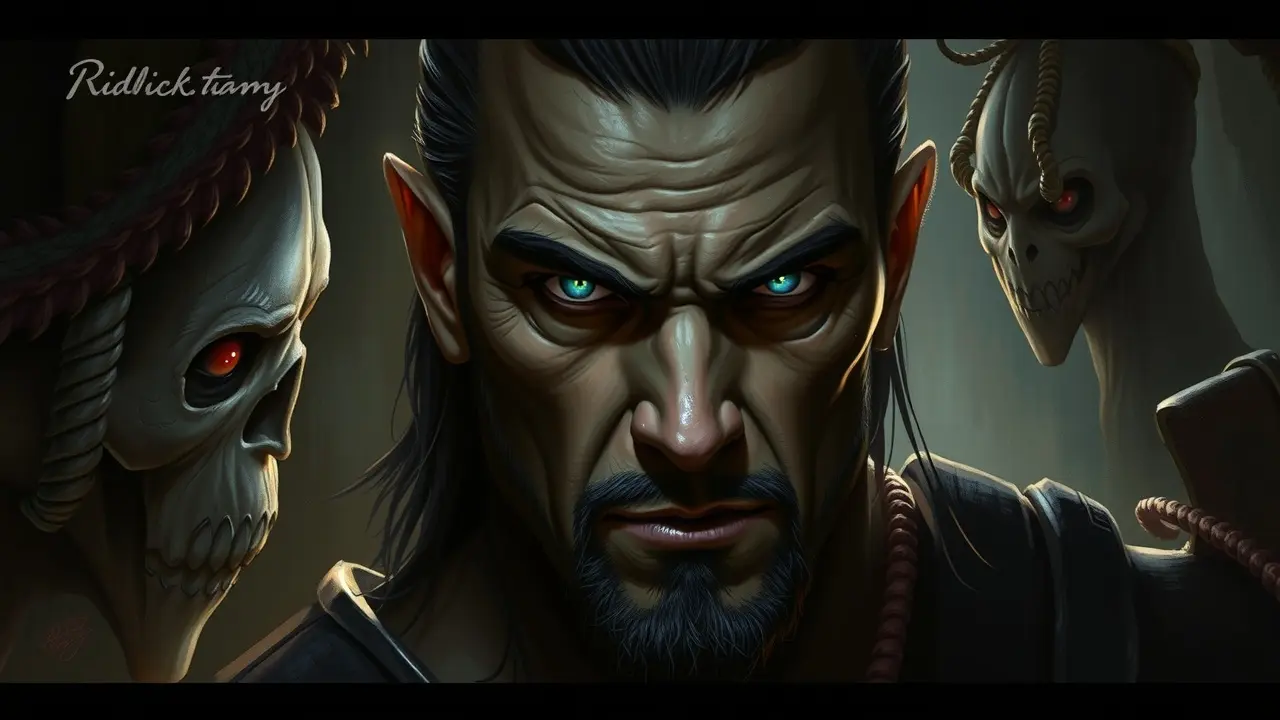 Homem com olhos brilhantes na escuridão