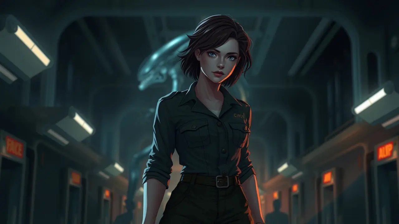 Ripley de Alien em pose desafiadora