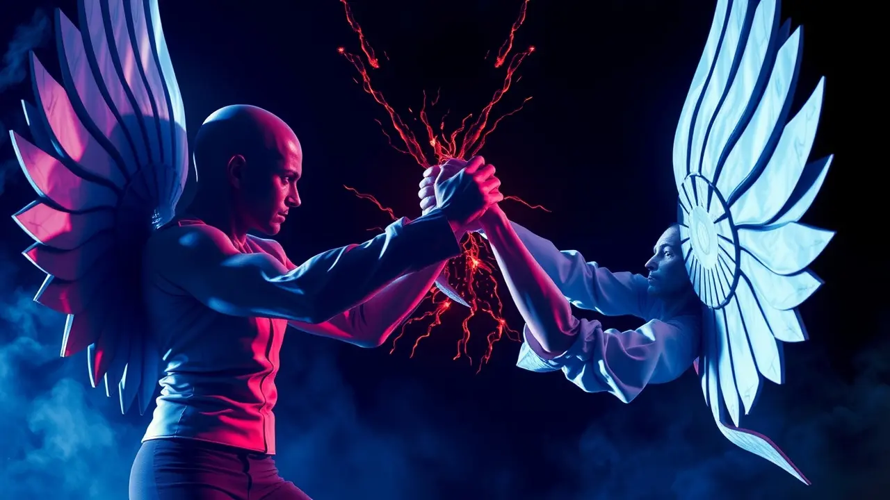 Sonhar com Rivalidade: Descubra os Significados Ocultos! Ilustração de rivalidade simbólica.