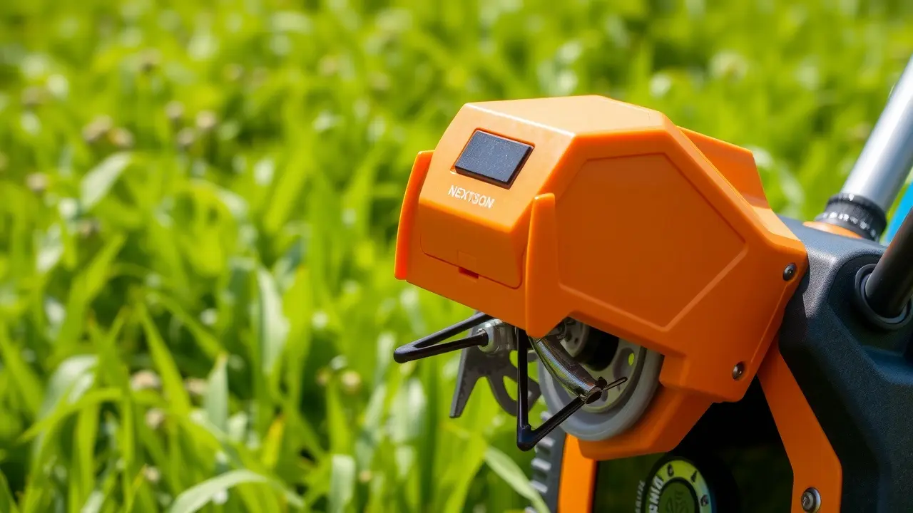 Roçadeira moderna em close-up.