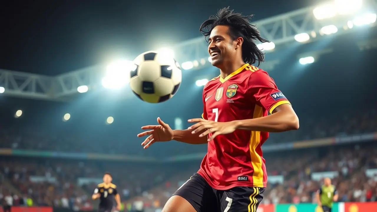 Ronaldinho Gaúcho sorrindo jogando futebol