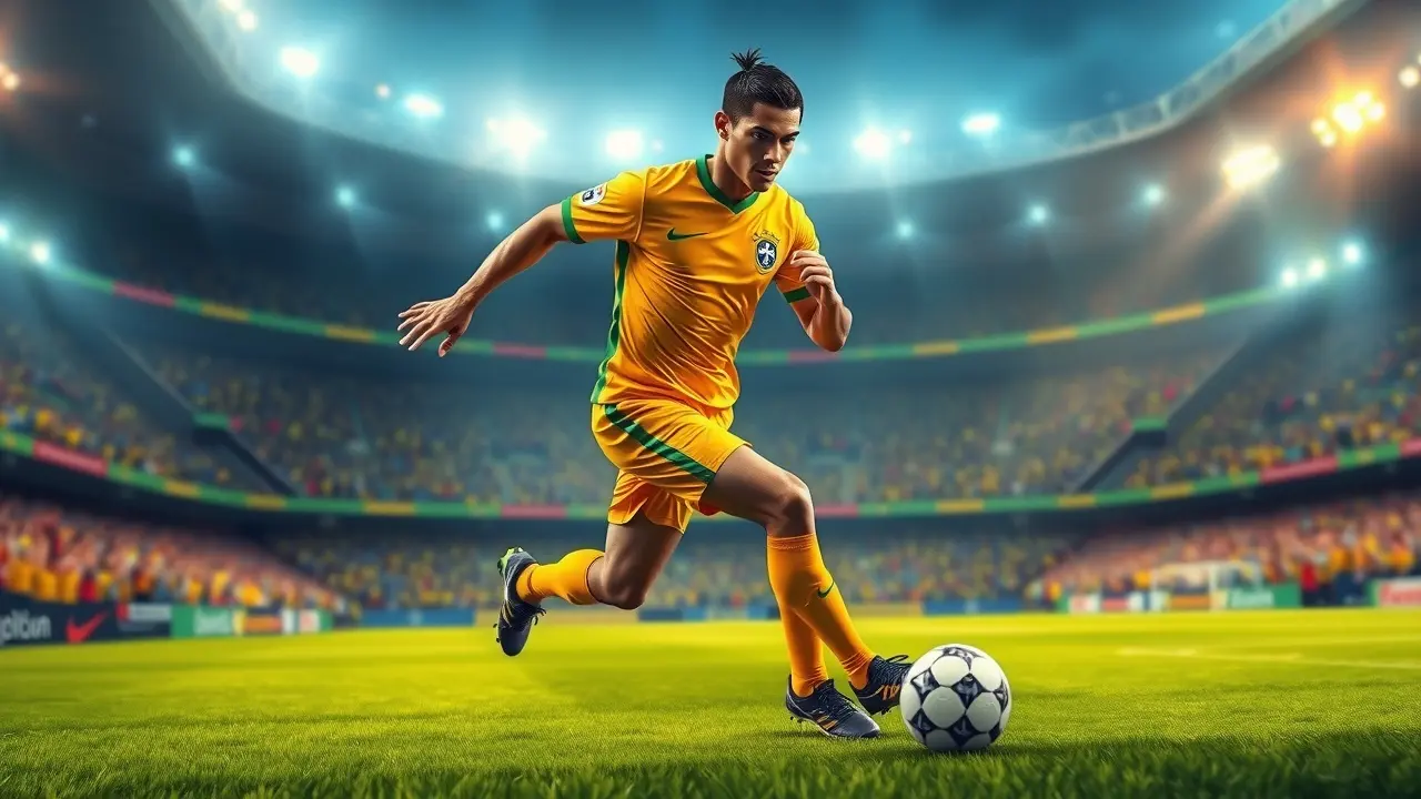 Ronaldo Fenômeno driblando em campo