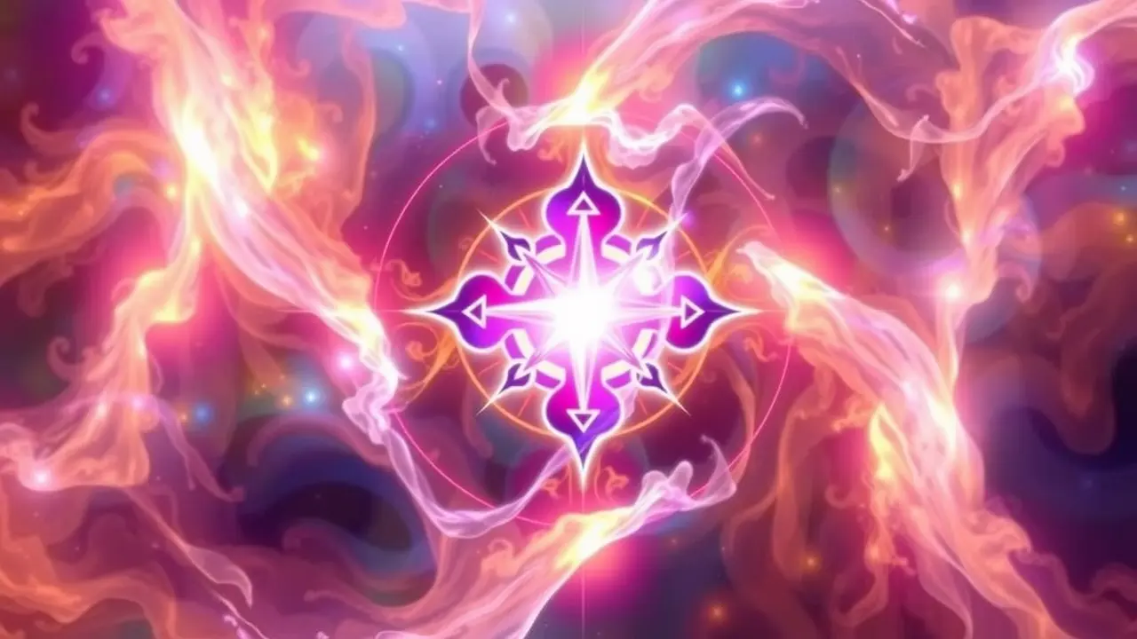 Sonhar com Rosa Cruz: Desvende os Mistérios e Significados! Símbolo da Rosa Cruz brilhante em fundo colorido.