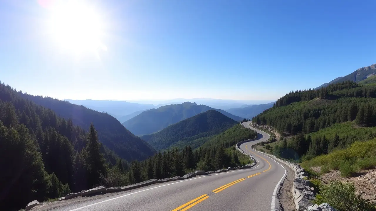 Estrada sinuosa na montanha, representando uma rota.