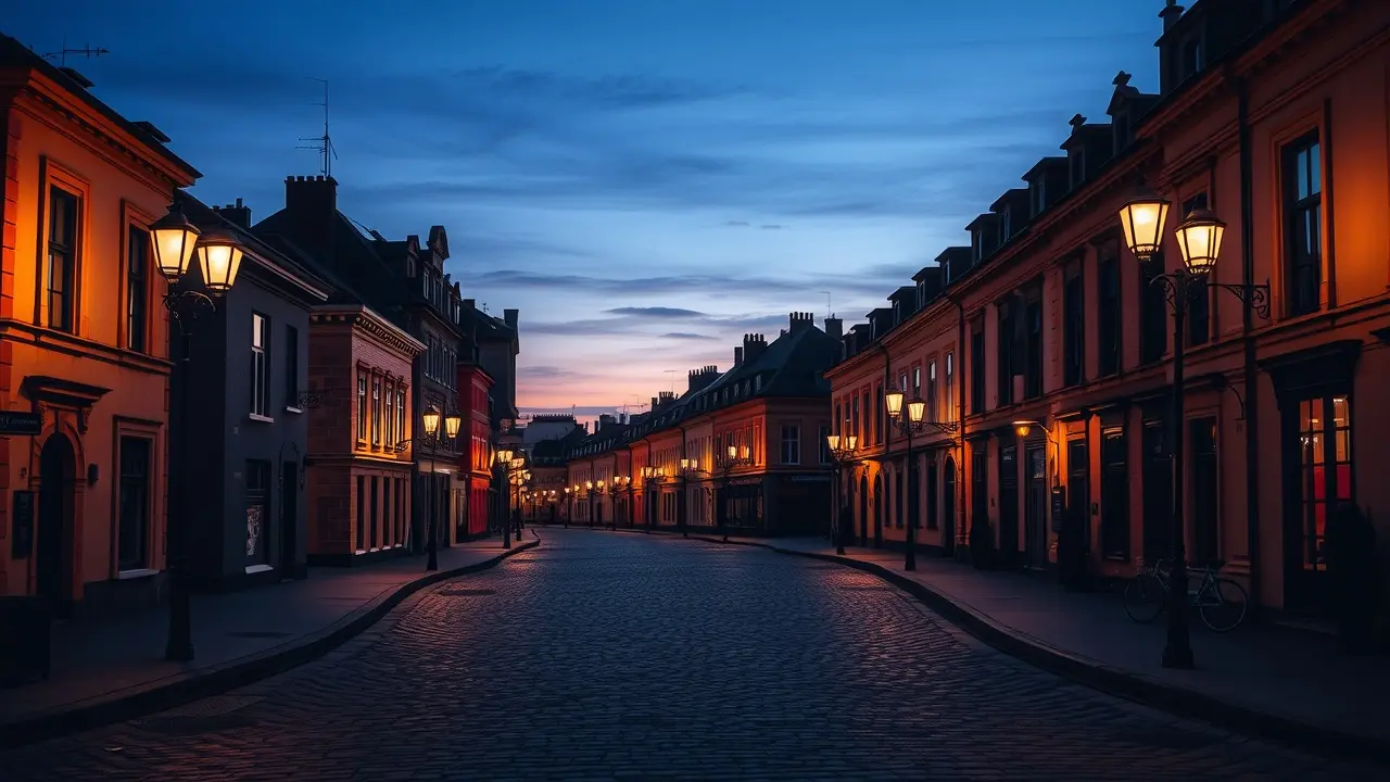 Sonhar com Rua: Descubra os Significados e Interpretações! Rua de paralelepípedos iluminada ao entardecer