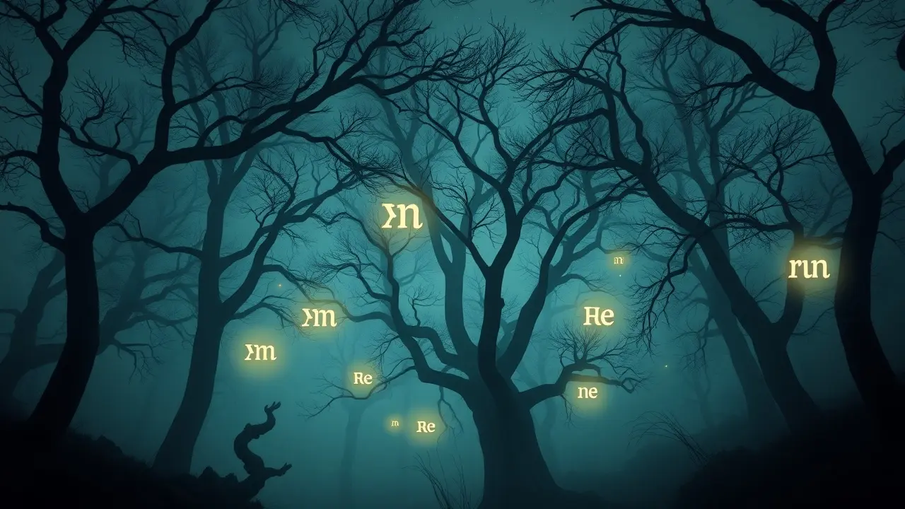 Significado de Sonhar com Rune: Desvende os Mistérios! Runas brilhantes flutuando em floresta mística.
