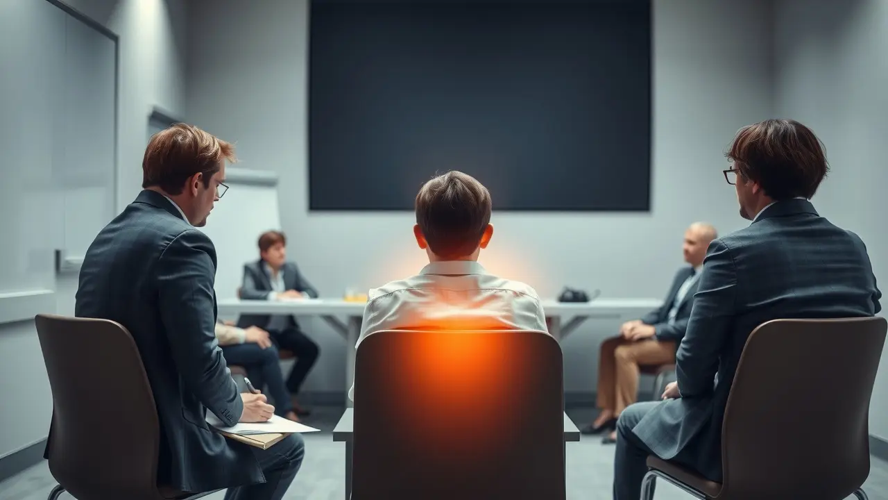 Pessoa ansiosa em sabatina de emprego