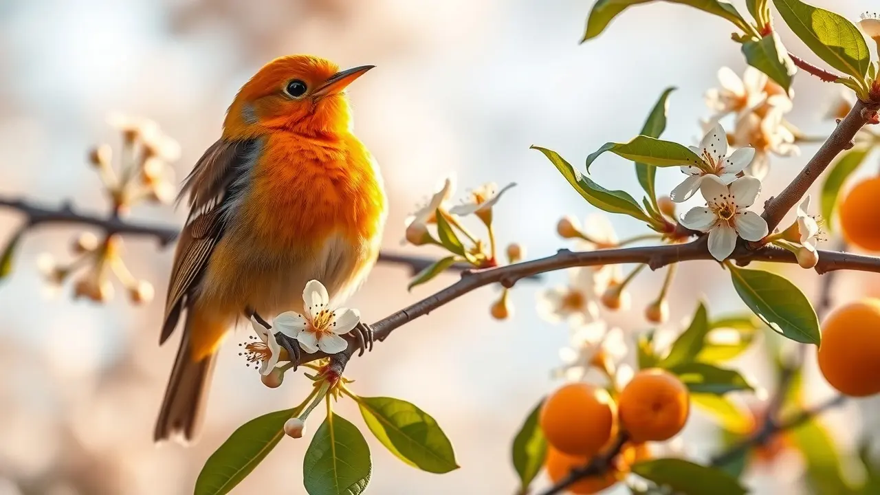 Significado de Sonhar com Sabiá-Laranjeira: Um Guia Completo Sabiá-Laranjeira em árvore florida.