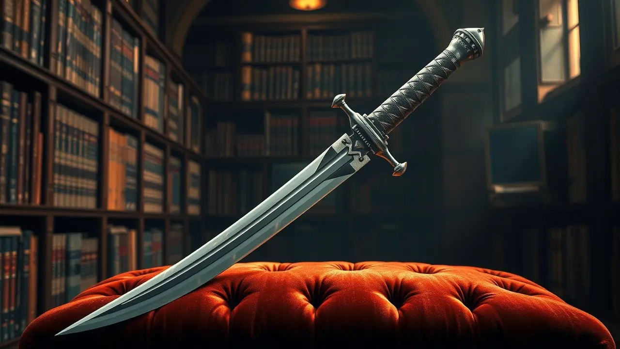 Sonhar com Sabre: Descubra o Significado e as Interpretações! Sabre prateado em almofada de veludo