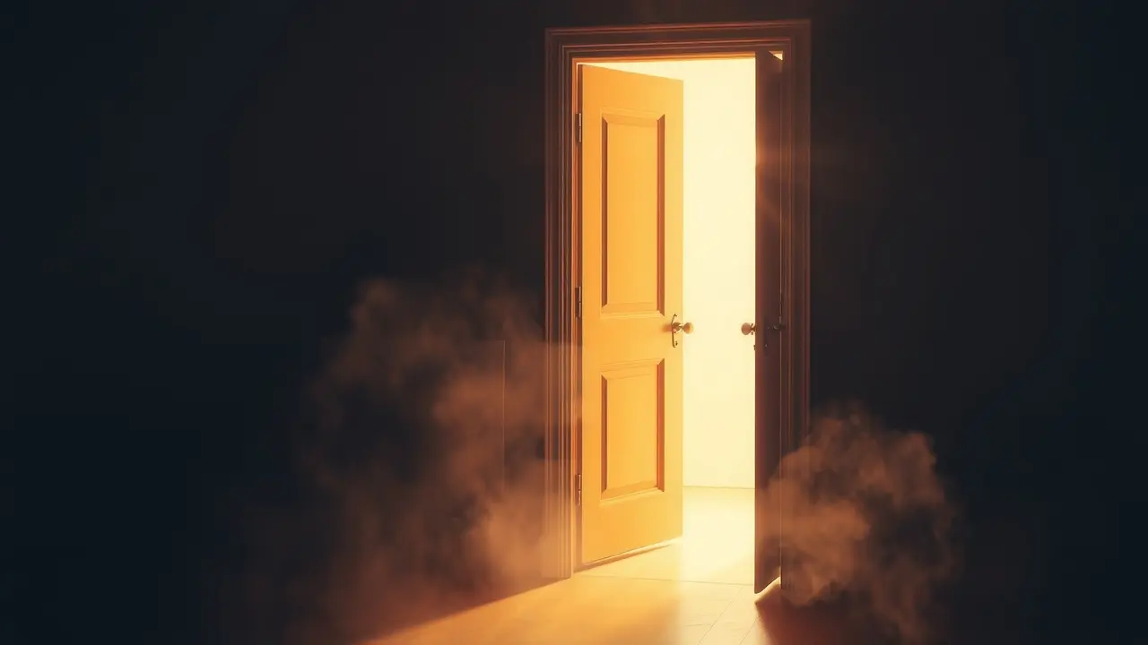 Sonhar com Saída: Descubra o Significado e as Interpretações! Sonho com saída: porta entreaberta iluminada.