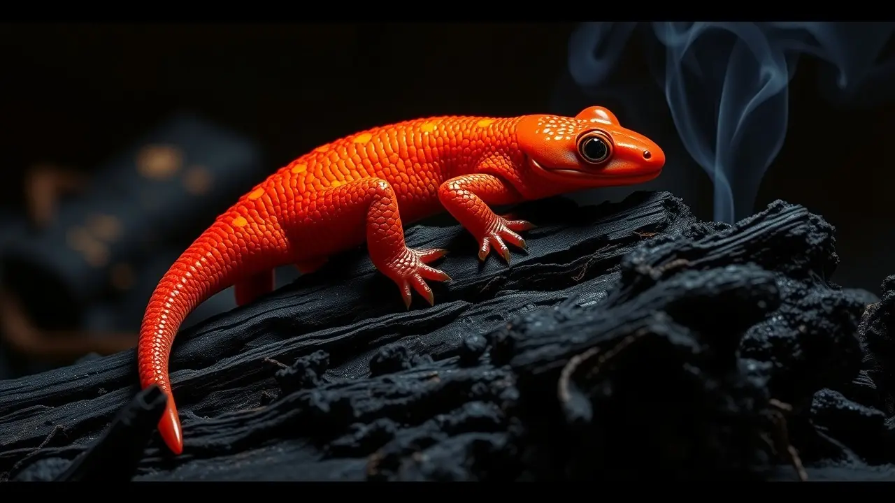 Sonhar com Salamandra: Descubra os Significados e Simbolismos Ocultos Salamandra com escamas vermelhas e laranja