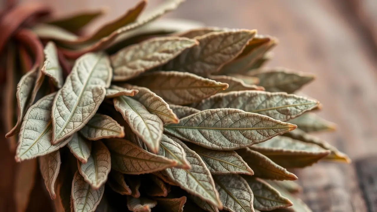 Ramo de sálvia seca com detalhes visíveis.