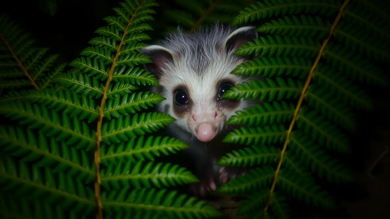 Sonhar com Sariguê: Descubra o Significado e as Interpretações Sariguê espiando em meio à vegetação densa.
