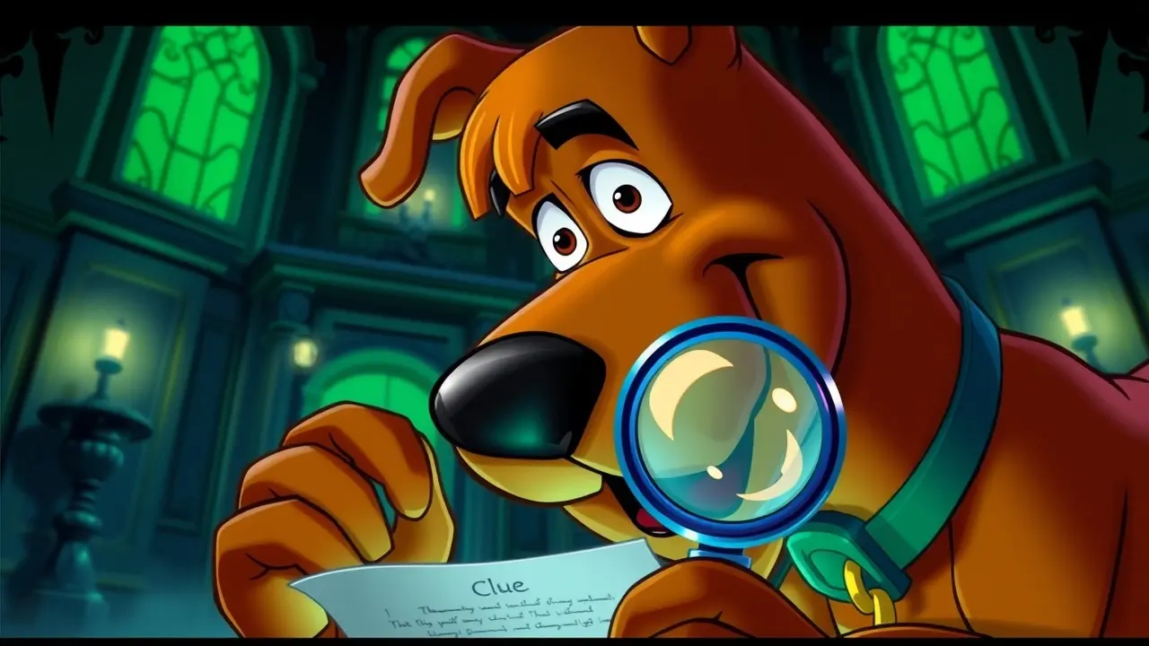 Scooby-Doo examinando pista em mansão assombrada