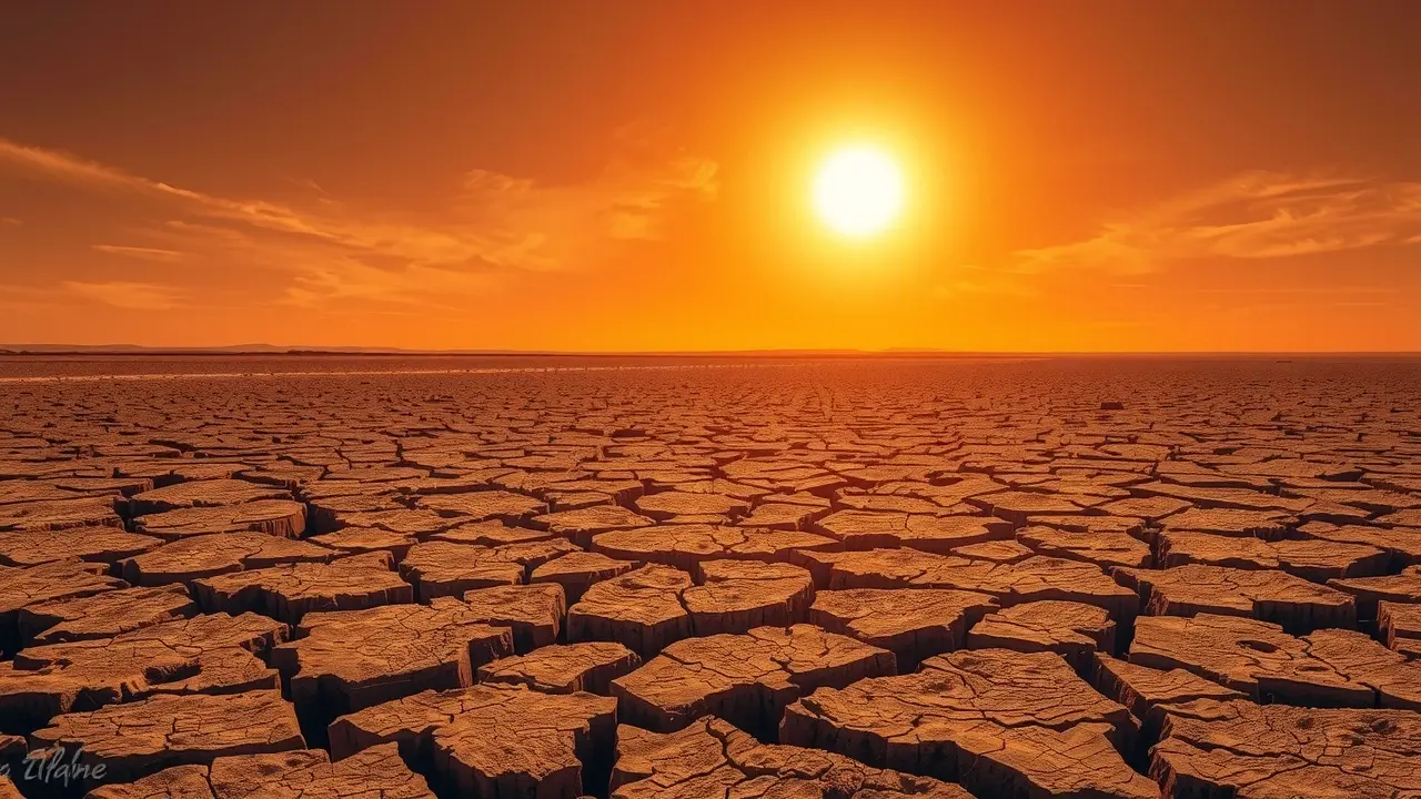 Paisagem ressequida com terra rachada