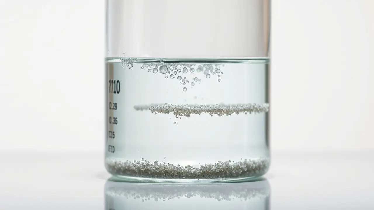 Sonhar com Sedimentação: Descubra os Significados Ocultos Sedimentação em um béquer de vidro.