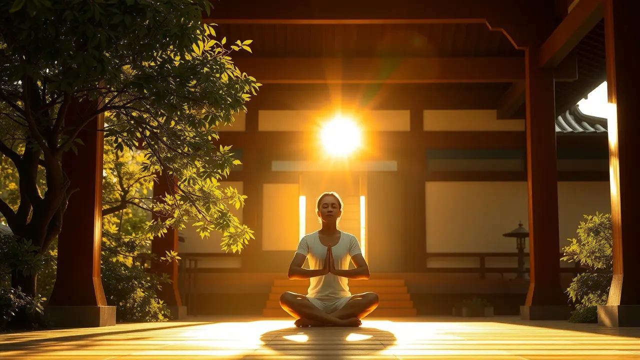 Sonhar com Seicho-No-Ie: Descubra o Significado Profundo Pessoa meditando em templo da Seicho-No-Ie