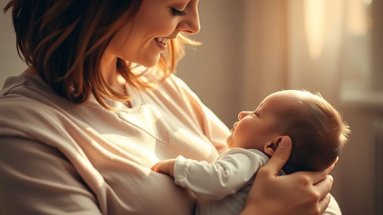 Mulher amamentando bebê no colo
