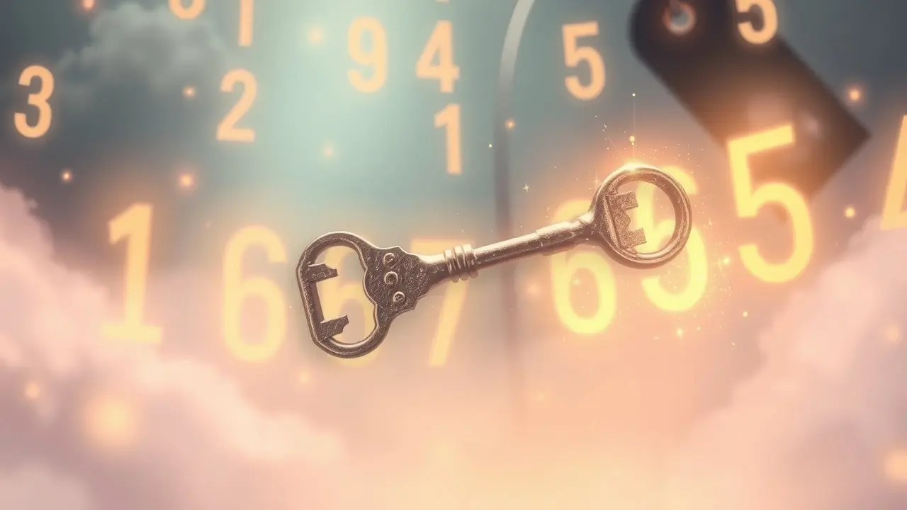 Sonhar com Senha: Descubra os Significados Ocultos Chave flutuando com números e símbolos representando sonhar com senha