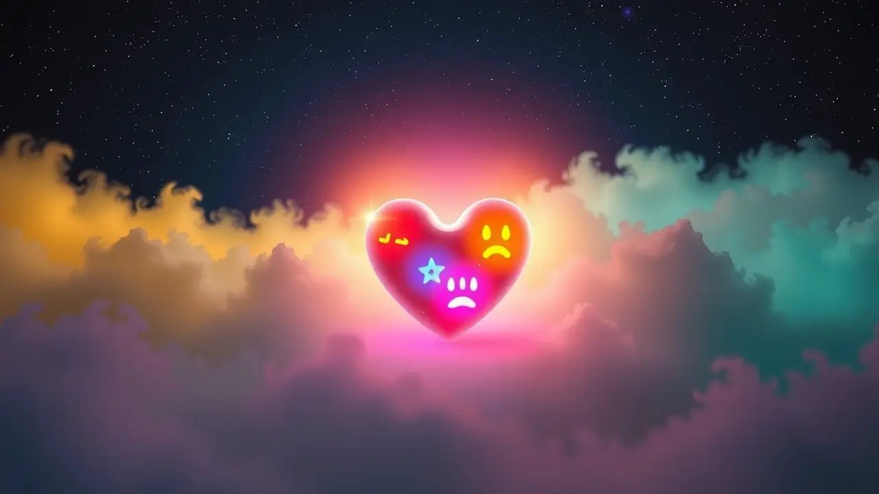 Sonhar com Sentimento: Descubra o Significado Profundo Coração irradiando cores representando sentimentos em sonho.