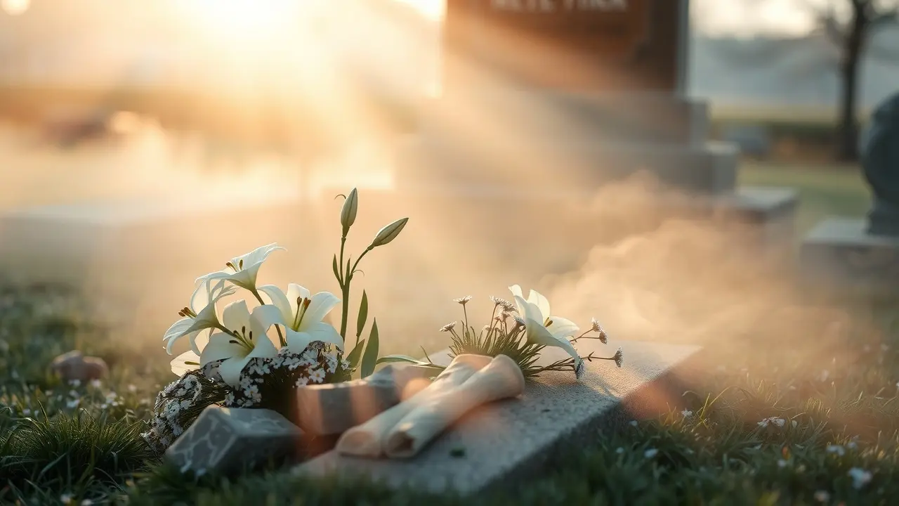 Significado de Sonhar com Sepultamento: Uma Análise Profunda Cemitério com lírios brancos, simbolizando renovação.