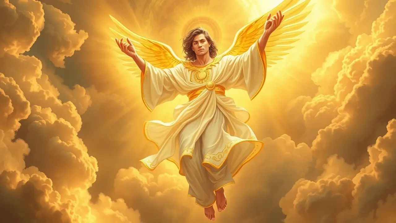 Sonhar com Ser Divino: Desvendando o Significado Espiritual Imagem de um ser divino descendo dos céus