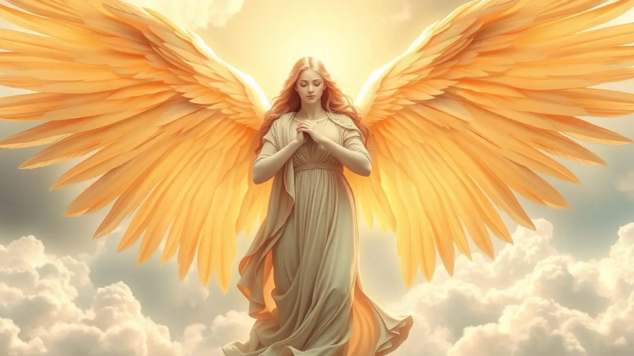 Um serafim angelical em luz dourada