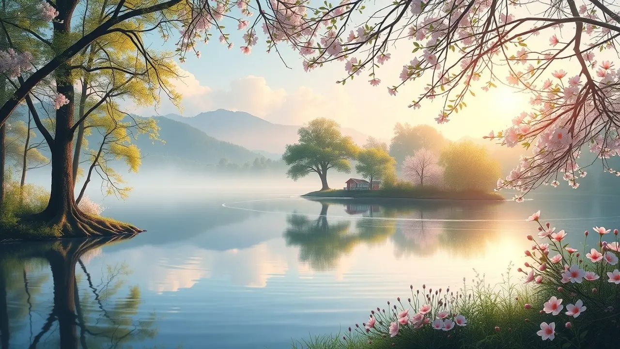 Paisagem serena refletindo paz interior