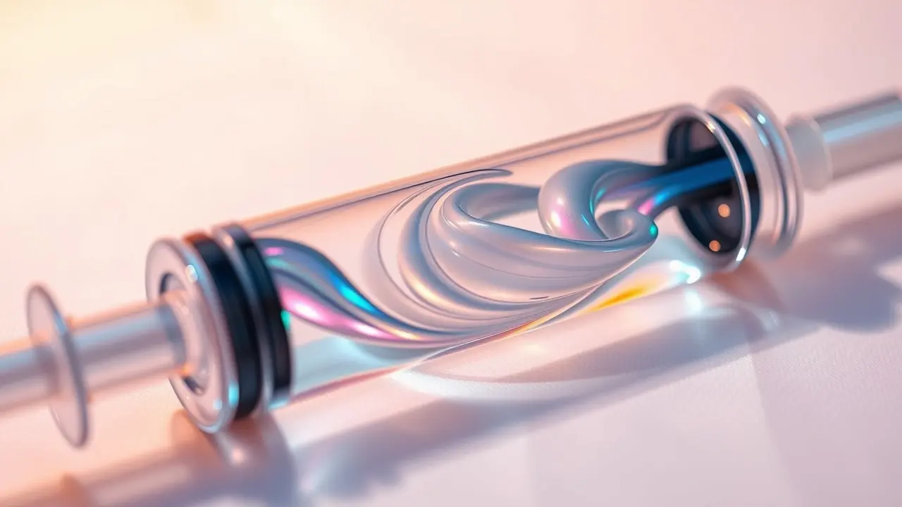 Seringa com líquido brilhante