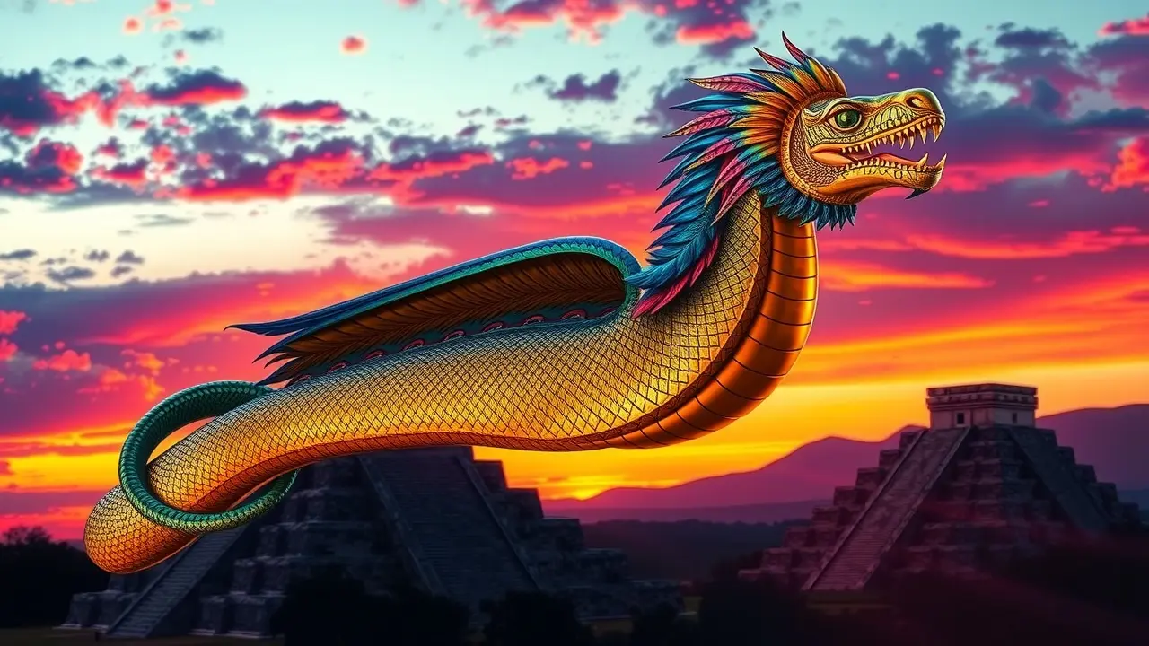 Serpente emplumada Quetzalcoatl voando