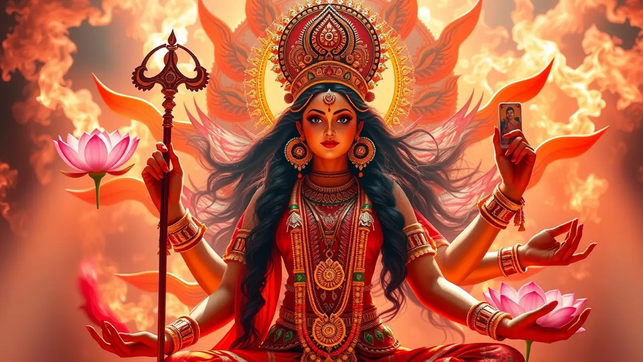 Ilustração de Shakti, a energia feminina divina.