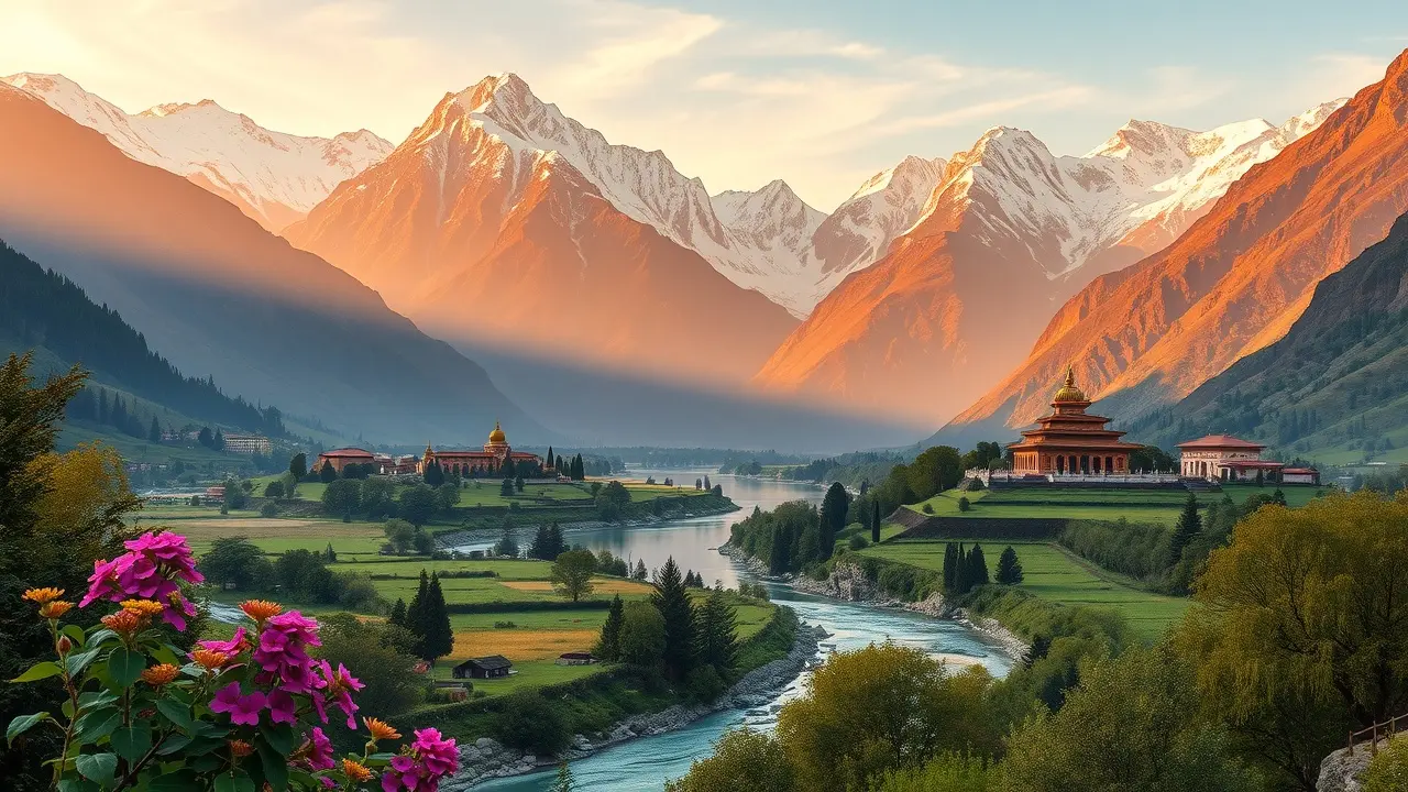 Vale sereno nas montanhas, representando Shangri-La