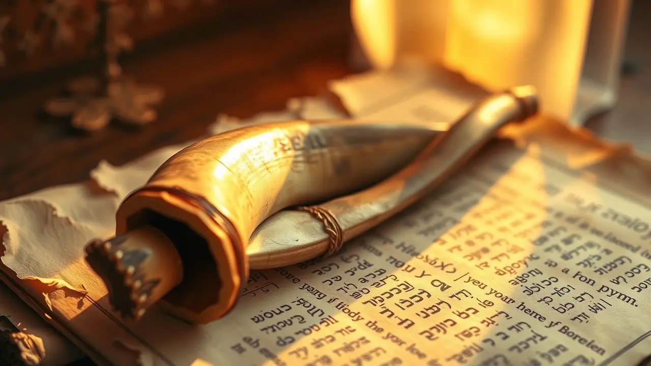 Shofar em pergaminho antigo