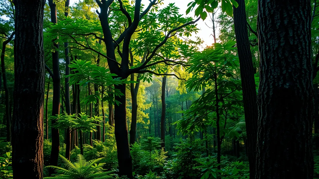 Floresta exuberante representando silvicultura
