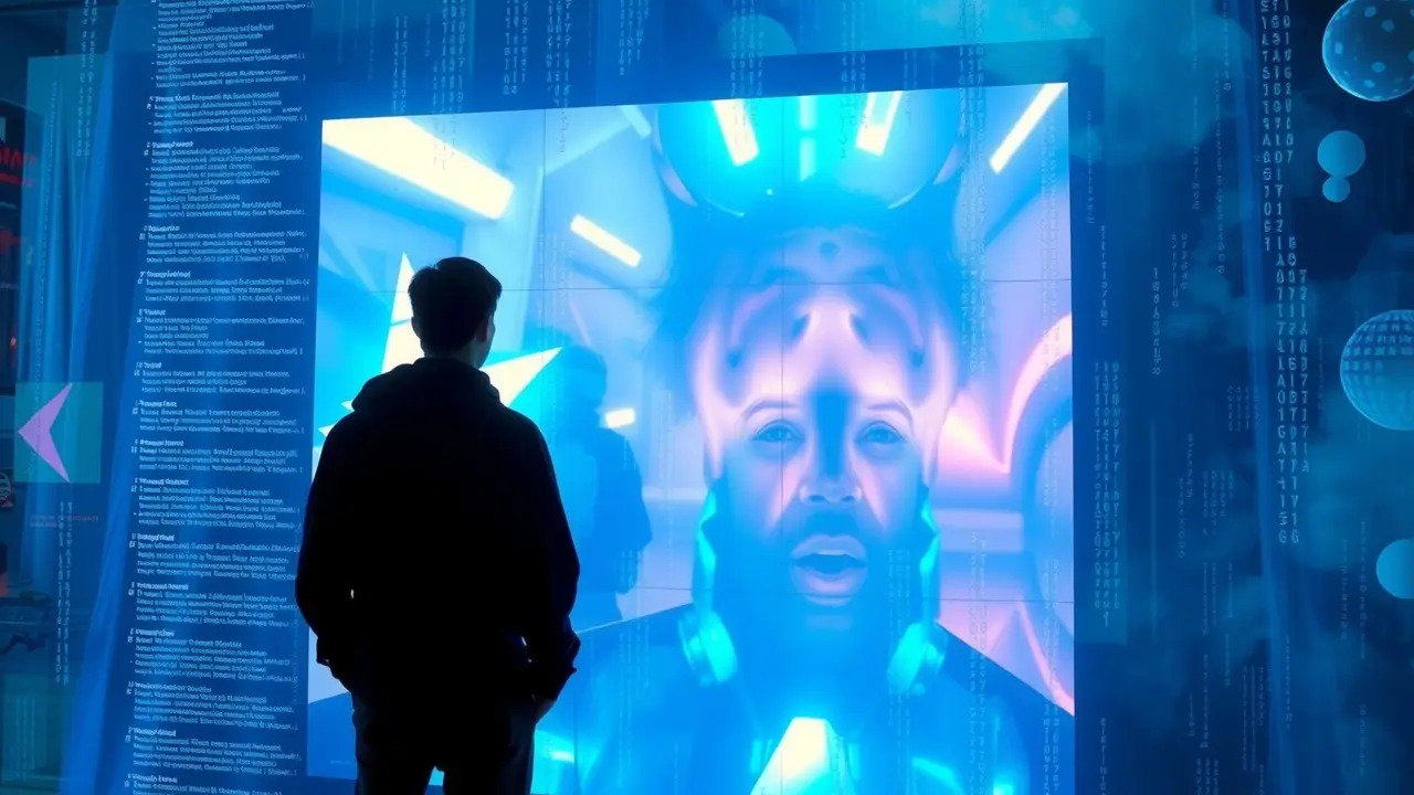 Pessoa diante de parede translúcida em sonho de simulação