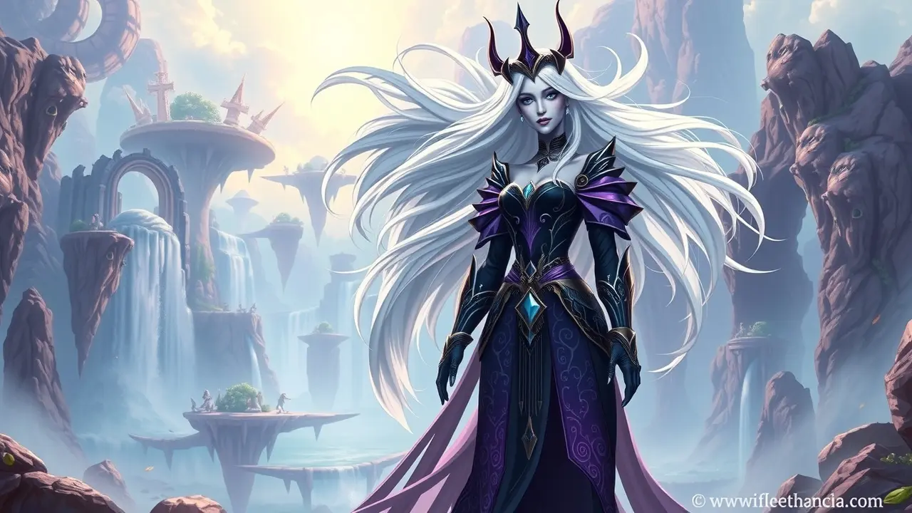 Sindel, Rainha de Edenia, em pose imponente.