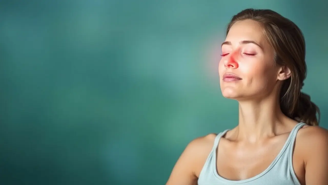 Mulher meditando, alívio da sinusite