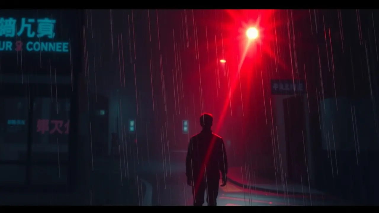 Homem confuso em rua escura com sirene tocando