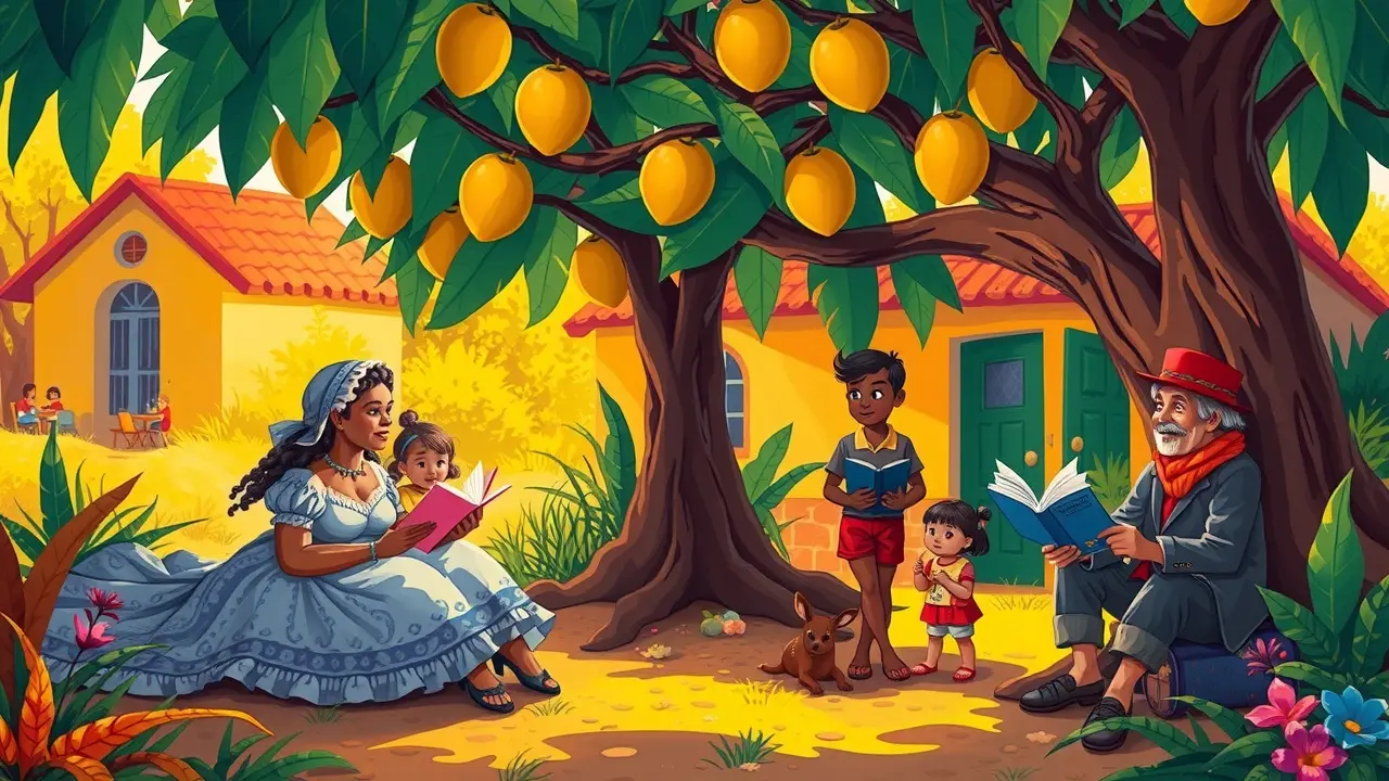 Ilustração do Sítio do Picapau Amarelo com os personagens