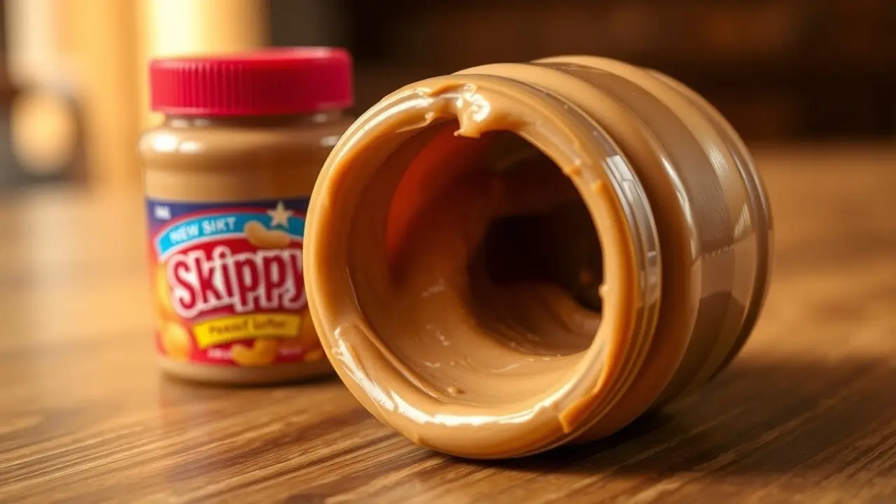 Pote de manteiga de amendoim Skippy aberto