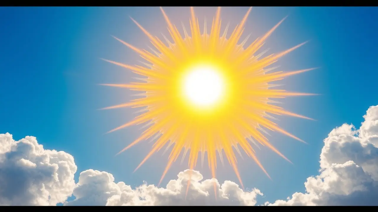 Sol radiante em céu azul