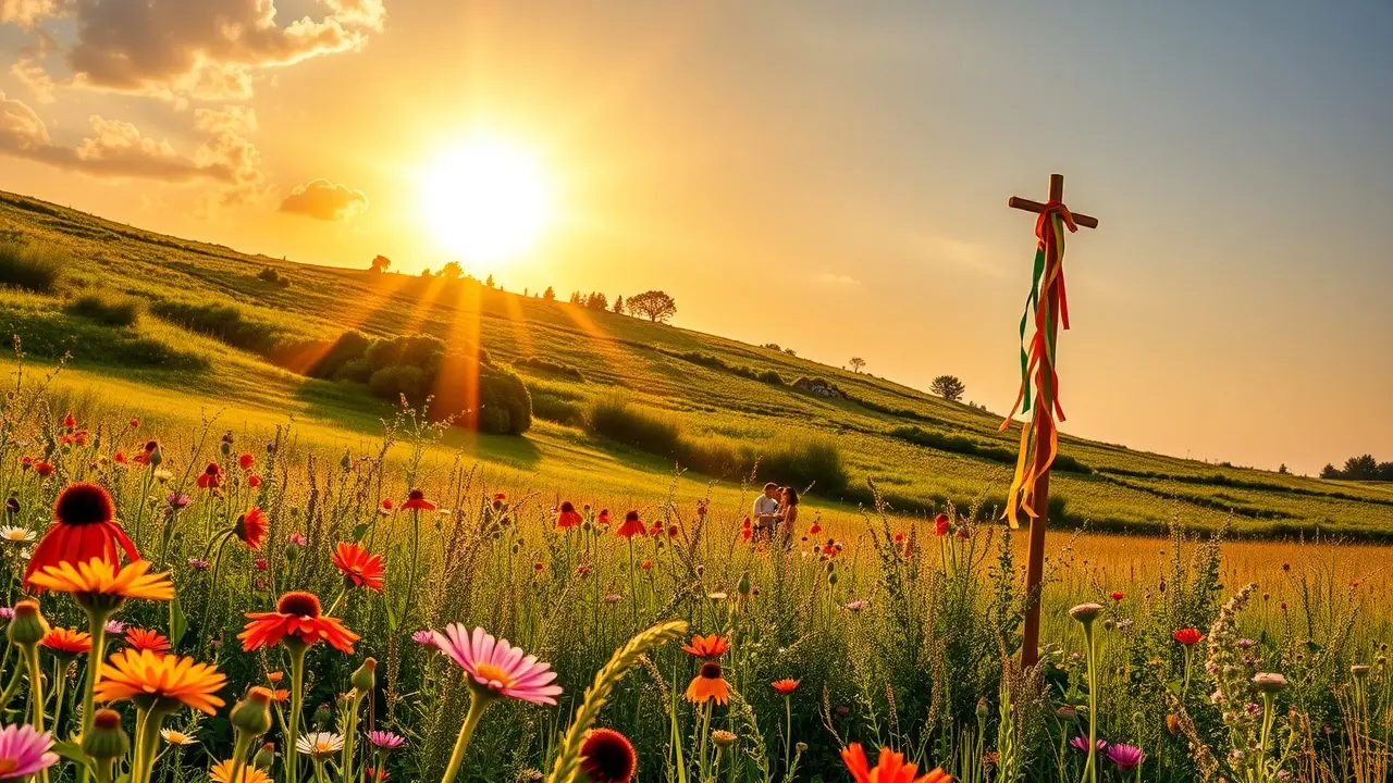 Solstício de verão radiante e vibrante