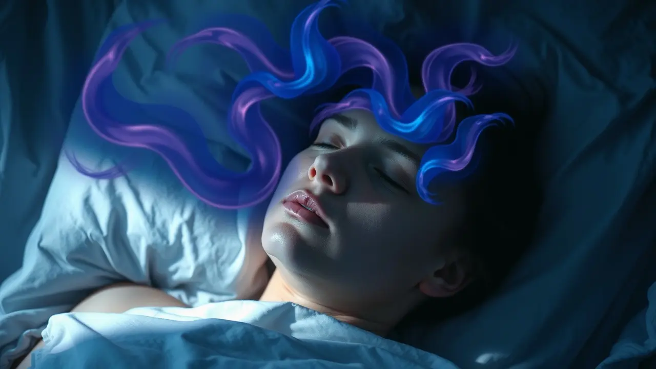 Mulher descansando com cores representando emoções